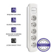 Qoltec Power strip 5 sockets, 1.8m, White