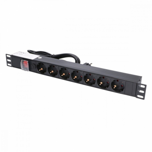 Extralink Power strip 19-inches 1U, 7 sockets, with switch 2m