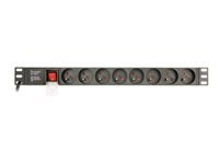 GEMBIRD Power distribution unit PDU 8 French sockets 1U 16A Schuko plug 3 m cable