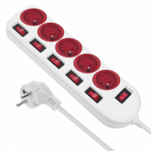 Maclean Power strip 5 socket with switches MCE204 R/