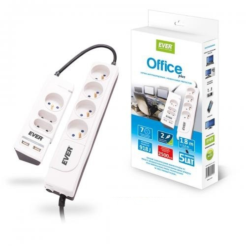 EVER Office Plus surge protector 1.2m + 1.8m T / LZ06-OFP018 / 0000