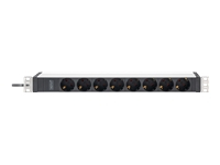 DIGITUS 1U Aluminum PDU rackmountable 8x Safety outlet 16A 230VAC 50/60Hz IEC C20 plug