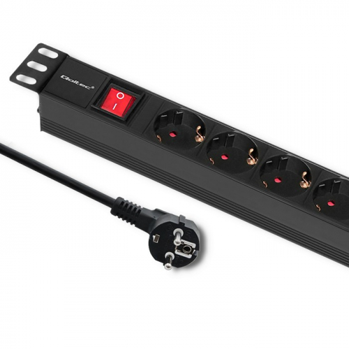 Qoltec Power strip for RACK 1U 16A, PDU, 6xSCHUKO, 2m