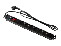 QOLTEC 53993 Surge protector CB Qoltec for RACK 19 16A 1U PDU 6xSCHUKO 2m