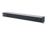 INTELLINET 19inch PDU 8-Output C19 Power Distribution Unit With Removable Power Cable and Rear C20 Input