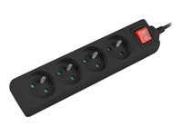 LANBERG PS1-04E-0150-BK Lanberg 1.5M Black LANTERGE CURVE 4X 230V PL WITH CIRCUIT BREAKER, FULL COPPER