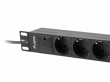 Lanberg Surge protector Rack PDU 10 1U 3x Schuko 2m 10A black C14