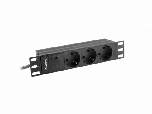 Lanberg Surge protector Rack PDU 10 1U 3x Schuko 2m 10A black C14