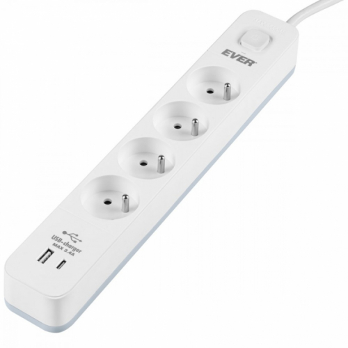 EVER Surge protection strip PROTECT 4PL 1A1C USB T/LZ12-PRO015/1000