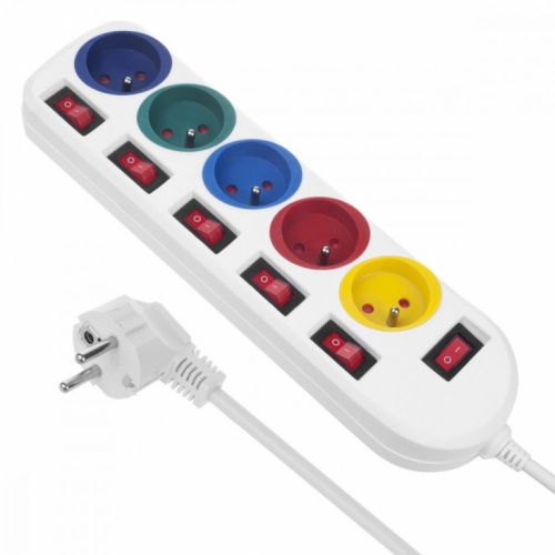 Maclean Power strip 5 socket with switches MCE204M/W