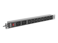 LANBERG power distribution unit PDU 19 1U 16A 2x C19 8x IEC C13 sockets 2m black C20