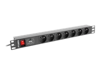 LANBERG PDU-07E-0200-BK Lanberg PDU 1U 16A, 7 sockets French, 2m, Black