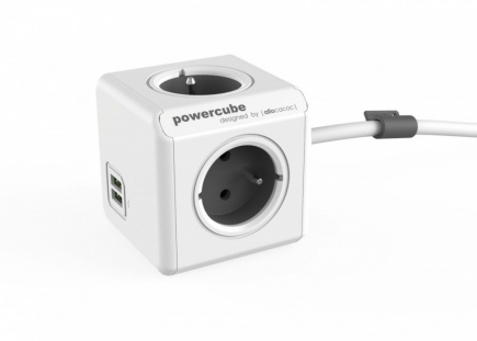 Allocacoc PowerCube USB Extended 1,5m 2402 Grey