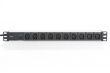 Digitus aluminum outlet strip, 10 outlets, 2 m supply IEC C14 plug