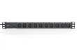 Digitus aluminum outlet strip, 10 outlets, 2 m supply IEC C14 plug