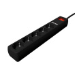 EnerGenie SPG5-U2-5-02 Power strip with USB charger, 5 sockets, 1.5 m, USB 2A, Must | EnerGenie SPG5-U2-5-02