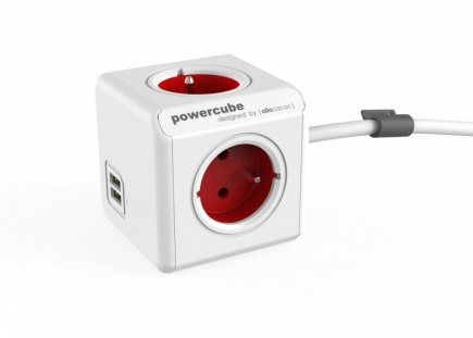 Allocacoc PowerCube USB Extended 1,5m 2402 Red Allocacoc PowerCube USB Extended 1,5m 2402 Red