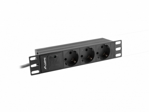 Lanberg Surge protector Rack PDU 10 1U 3x Schuko 2m 10A Must C14