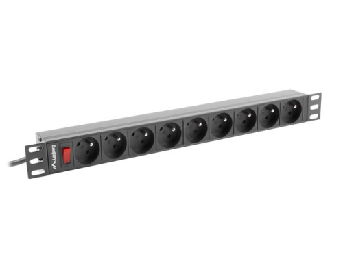 Lanberg Rack power strip PDU 19 inch 1U 16A 9X 230V PL 3m Must