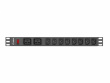 Lanberg Rack PDU 1U PDU-02I1908I-0200-C20-BK 16A 2X C19 8X IEC C13 Black C20