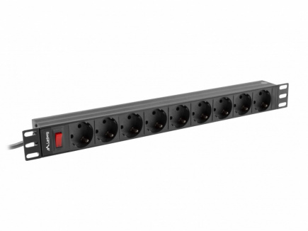 Lanberg Rack PDU 1U 9xSchuko PDU-09F-0300-BK 16A 9xSchuko 3m Must