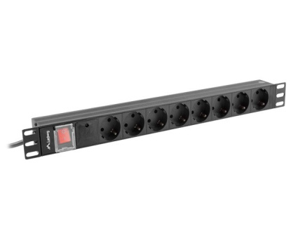 Lanberg Power strip Rack PDU 19 1U 16A 8X schuko 2M Черный