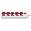 Maclean Power strip 5 socket with switches MCE204 R/