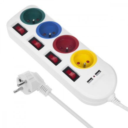 Maclean Power strip 4 sockets 2xUSB Maclean MCE229W Maclean Power strip 4 sockets 2xUSB Maclean MCE229W