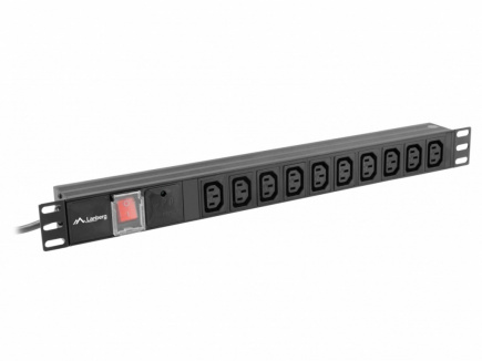 Lanberg Surge protector Rack PDU 19 inch 1U 10A 10X IEC C13 2m C14 Black