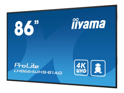 IIYAMA 86'' 3840x2160 UHD Non-touch IPS LED-backlit LCD, Landscape and Portrait, Android, Speakers 2x 16W, 3x HDMI, USB 2.0 x2, WiFi, LAN, Media Player