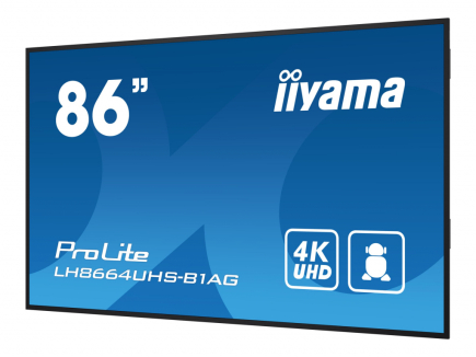 IIYAMA 86'' 3840x2160 UHD Non-touch IPS LED-backlit LCD, Landscape and Portrait, Android, Speakers 2x 16W, 3x HDMI, USB 2.0 x2, WiFi, LAN, Media Player