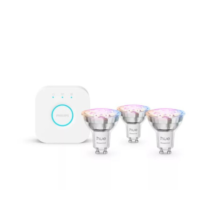Philips Hue Essential Starter Kit, Spotlight + Hue Bridge, Full Color, GU10, 3 tk, valge - Nutivalgusti komplekt / 929004235707