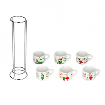 Tasside 6 osaline komplekt hoidikuga Bialetti  Espresso TAZZ202, värviline