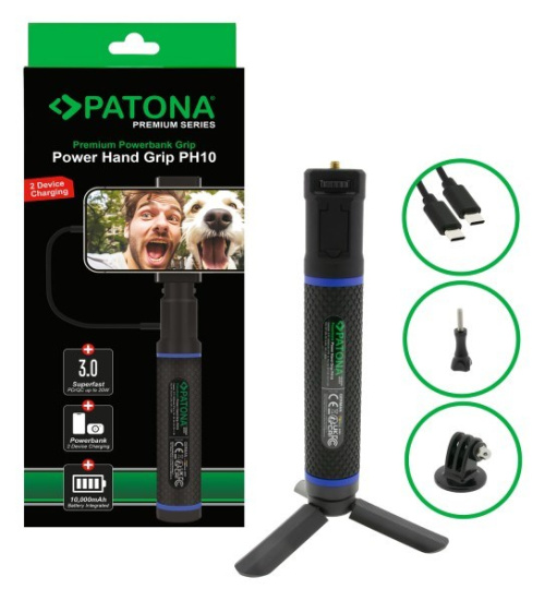 PATONA Premium Grip Power Hand PH10 + powerbank Must