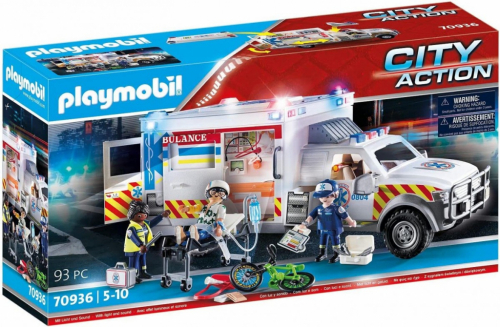 Playmobil Figures set City Action 70936 Rescue Vehicles: Ambulance with Lights and Sound