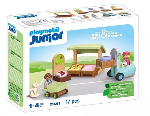 Playmobil Zestaw z figurkami Junior 71691 Ekologiczny stragan z wózkiem widłowym