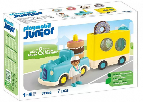 Playmobil Figures set Junior 71702 Crazy Donut Truck with Stacking and Sorting Features