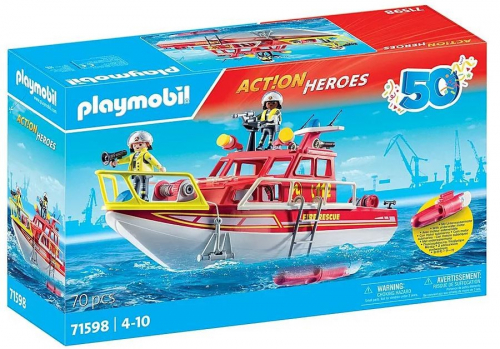 Playmobil Zestaw z figurkami Action Heroes 71598 Łódź ratownicza straży pożarnej