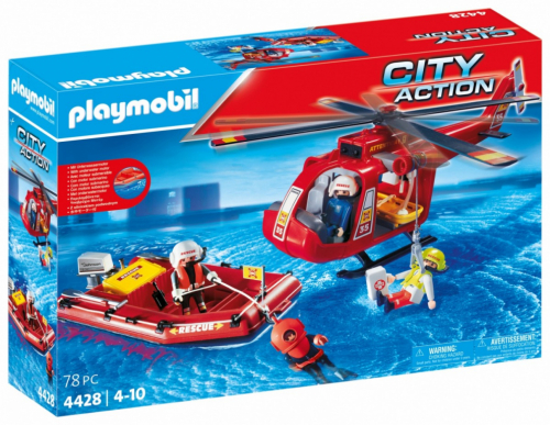 Playmobil Zestaw z figurkami City Action 4428 Helikopter ratowniczy z pontonem