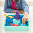 Kinetic Sand , Sandbox Set with 1lb Blue Play Sand, 4 Tools & Molds, Storage, Sensory Toys for Kids Ages 3 and up
