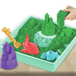 Kinetic Sand , Sandbox Set with 1lb Green Play Sand, 4 Tools & Molds, Storage, Sensory Toys for Kids Ages 3 and up