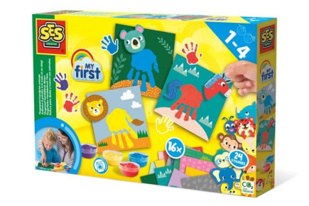 SES Creative My First - Fingerpaint handprint animals, Blue, Purple, Red, Yellow, liquid |