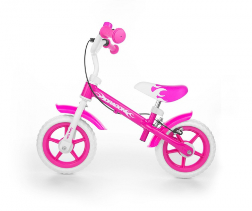 Milly Mally Dragon Z Hamulcem bicycle City Steel Pink,White Girls