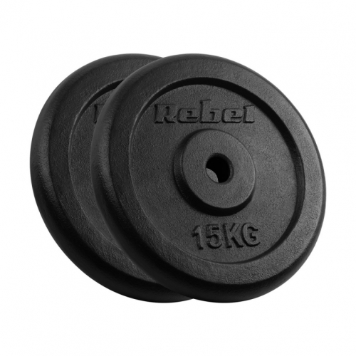 Cast iron weight set 2x15kg, bore 31mm, classic disc, REBEL ACTIVE