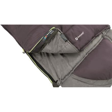 Outwell Contour Dark Purple L Sleeping Bag - Left Zipper 220 x 85 cm YKK 2-way L-shape open-end with auto lock