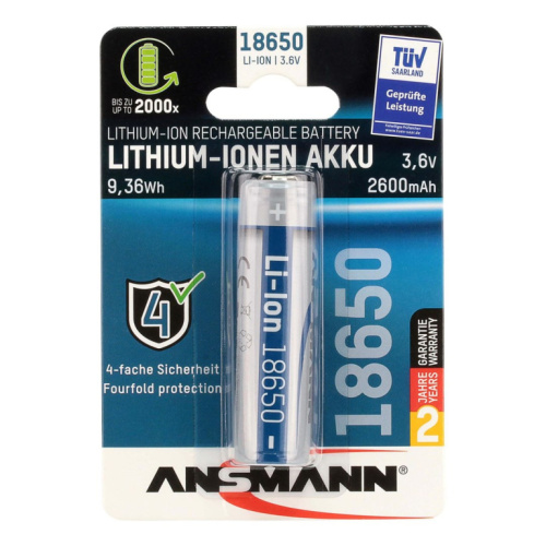 Ansmann 1307-0003 household battery Rechargeable battery 18650 Lithium-Ion (Li-Ion)