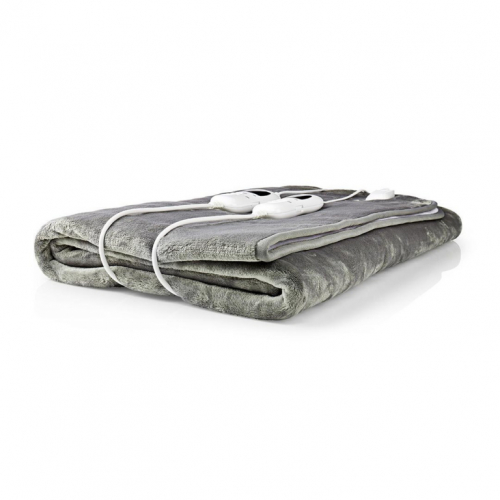 Nedis PEBL130CWT2 electric blanket 120 W Grey, White Fleece, Polyester