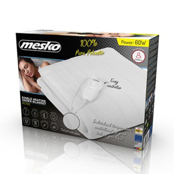 Mesko | Electirc heating under-blanket | MS 7419 | Number of heating levels 4 | Number of persons 1 | Washable | Remote control | Polyester | 60 W | Valge