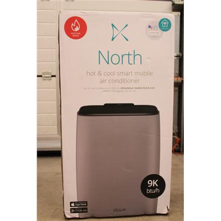 Renew. Duux North Smart Mobile Airconditioner 9.000 BTU Extreme Silent, Light Gray/Black | Duux | Smart Mobile Airconditioner | North | Number of speeds 3 | Heat function | Light Gray/Black | DAMAGED PACKAGING