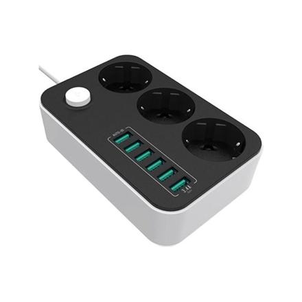 10 A | Power Socket :3 EU plugs/6USB Blac | CW-CHE36B | Black | 1.8 m CW-CHE36B